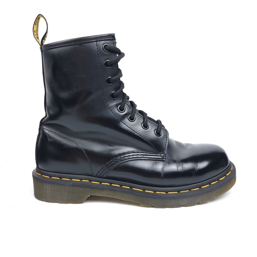 DR. MARTENS 1460 Black Smooth Leather Grunge Goth Combat Boots Workwear 90s Y2k - Picture 2 of 9